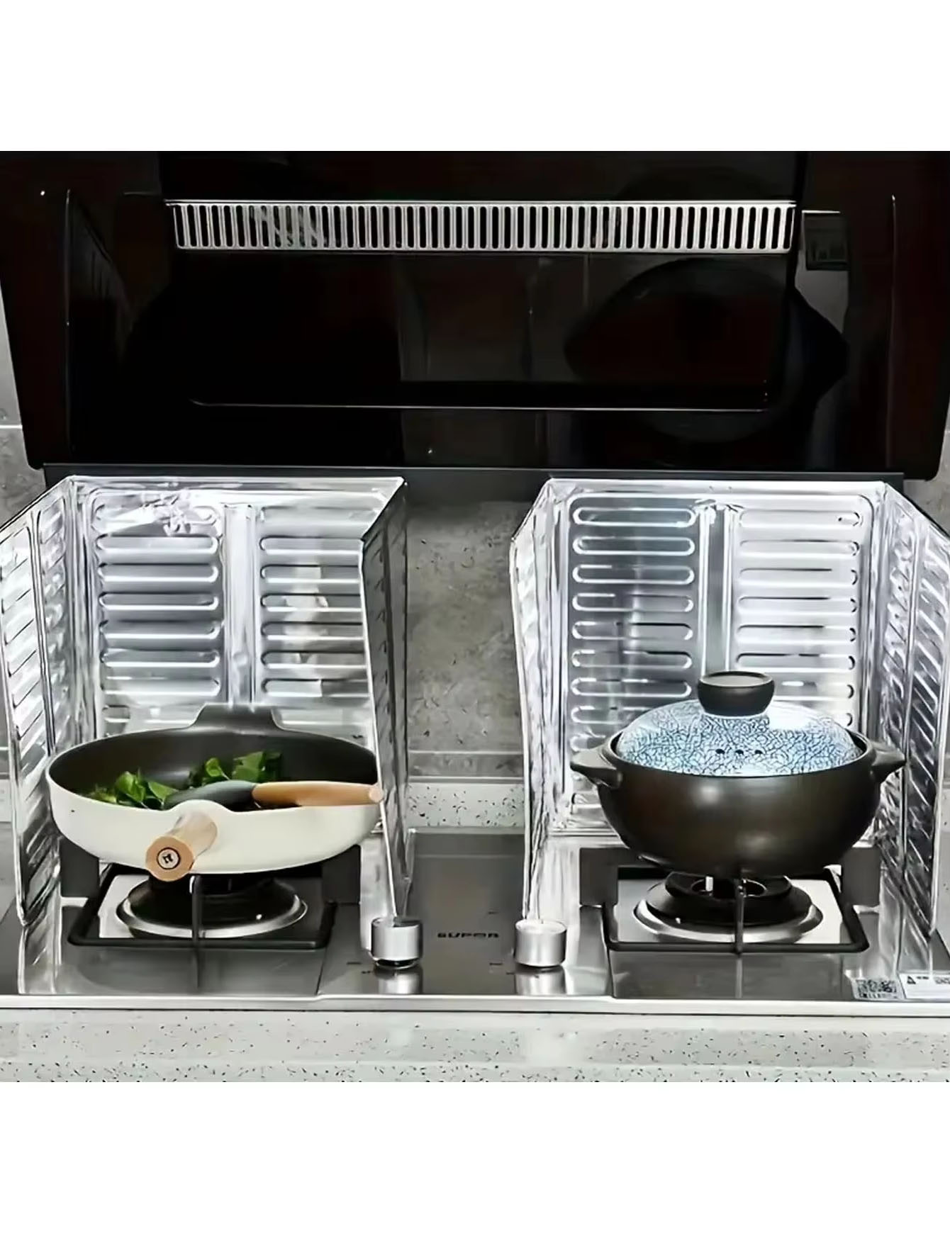 Kitchen Appliances Gas Stove - 3-teiliges Küchen-Ölschutzgitter, Herd-Ölschutzgitter, Aluminiumfolien-Isolierplatte, Ölschutzplatte, faltbarer