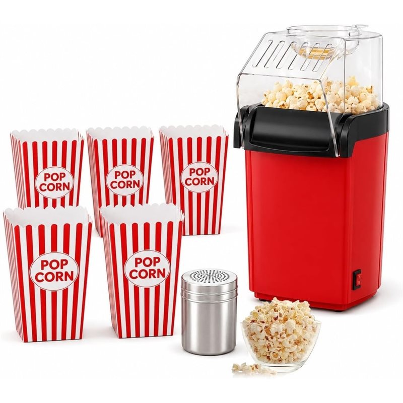 Air Popcorn Maker - A83G-Heißluft-Popcorn-Maker mit 5 Popcorn-Boxen & Gewürzstreuer