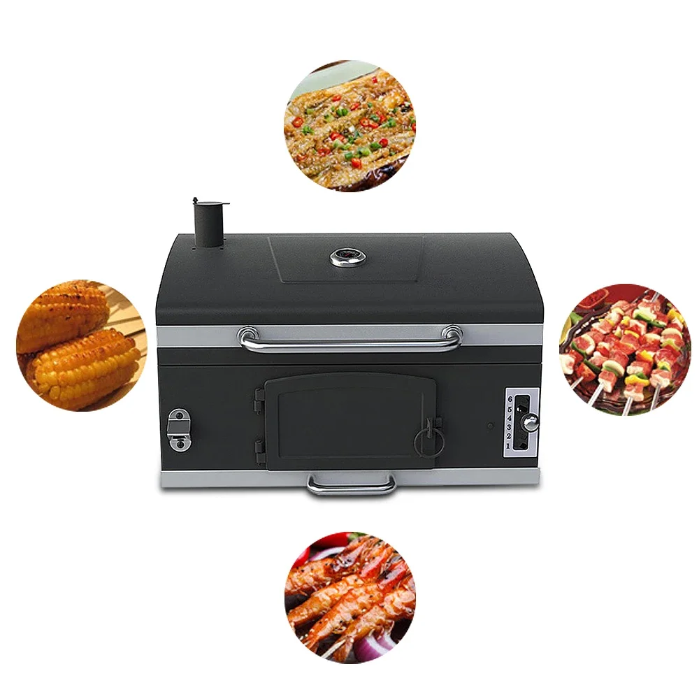 Electric Smoker Bbq - Großer Outdoor-Gewerbe-Holzkohlegrill mit Drehspieß, Indoor-BBQ-Grill aus