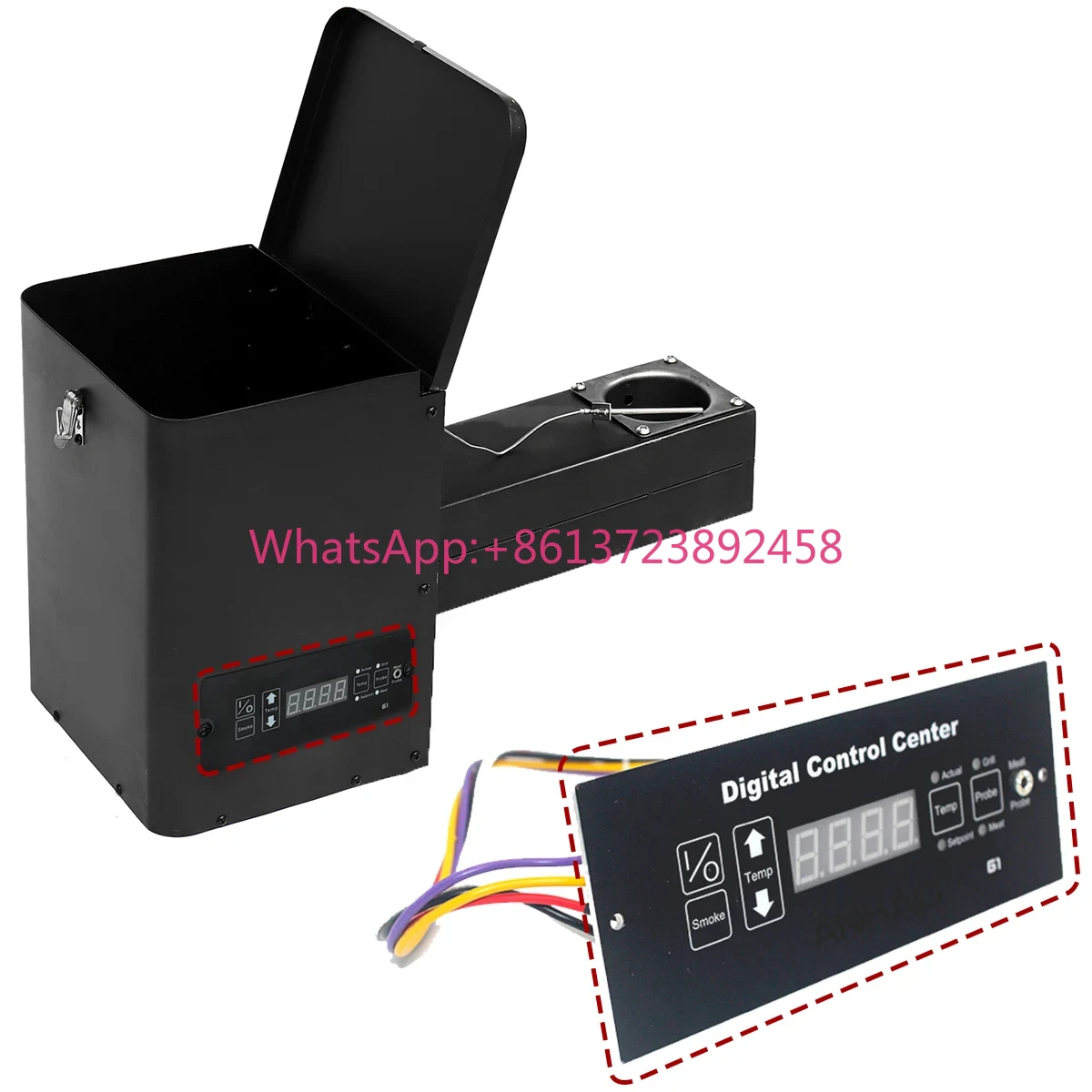Electric Smoker Bbq - Pellet-BBQ-Smoker Hopper-Bausatz mit WLAN-Bluetooth-PID-Controller, 12