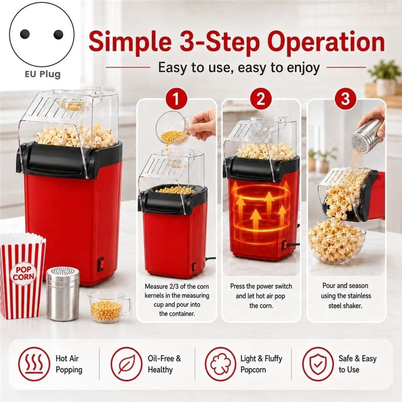 Aktion! Ölfreier 1200W Heißluf – Air Popcorn Maker Bewertung und Preis